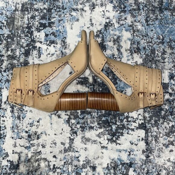 Tan Raye 'Matty' Studded Cutout Sandal - 7 - Picture 6 of 10